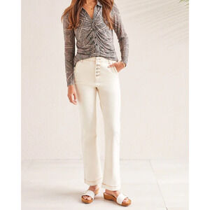 Tribal Women Tan jeans Sz 0 five button front Denim Style Capsule beachy Casual